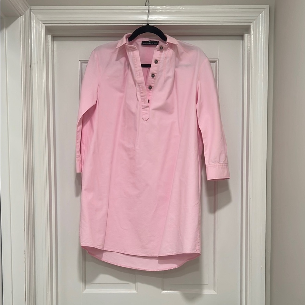 Pink Button-Up Tunic Dress